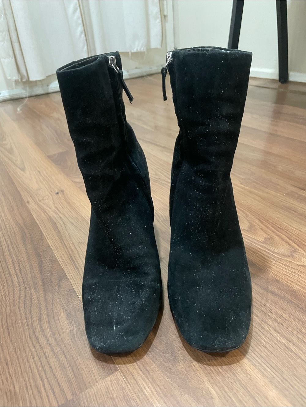 Steve Madden Black Suede Ankle Booties with Side Zipper